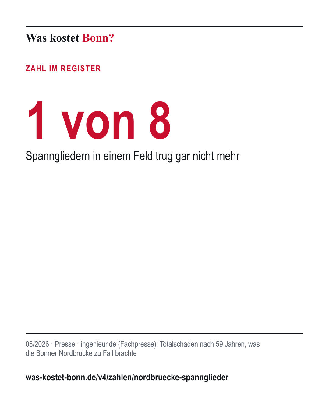 1 von 8: Spanngliedern in einem Feld trug gar nicht mehr. 08/2026, Presse, Quelle ingenieur.de (Fachpresse).